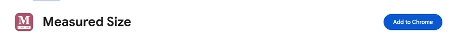 The Chrome Web Store page for Measured Size, with its pink M icon and its name.