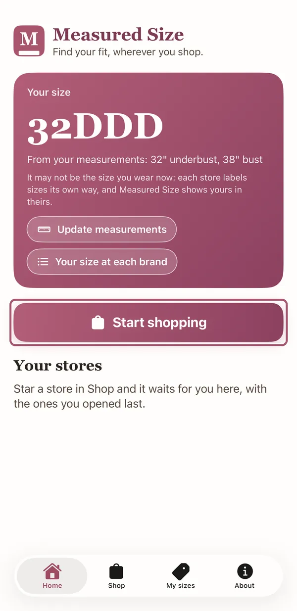 Home. The "Start shopping" button is outlined.