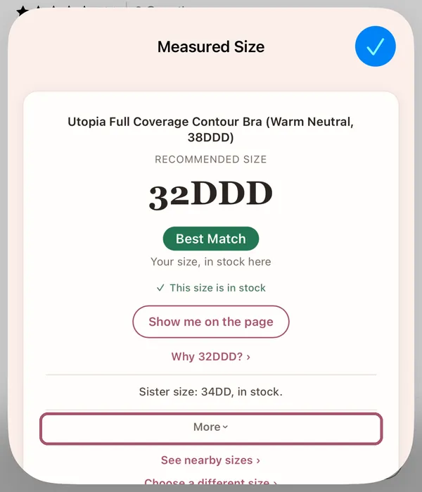 The card in Safari. "More" is outlined.